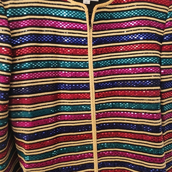 St. John Jackets & Blazers - Colorful Striped Sequin Jacket
